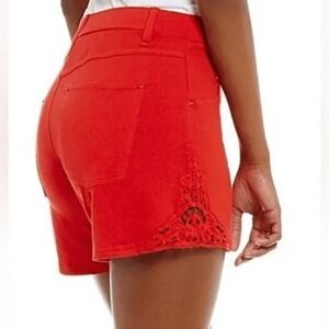 Hue Red Shorts With Side Lace, Size S,